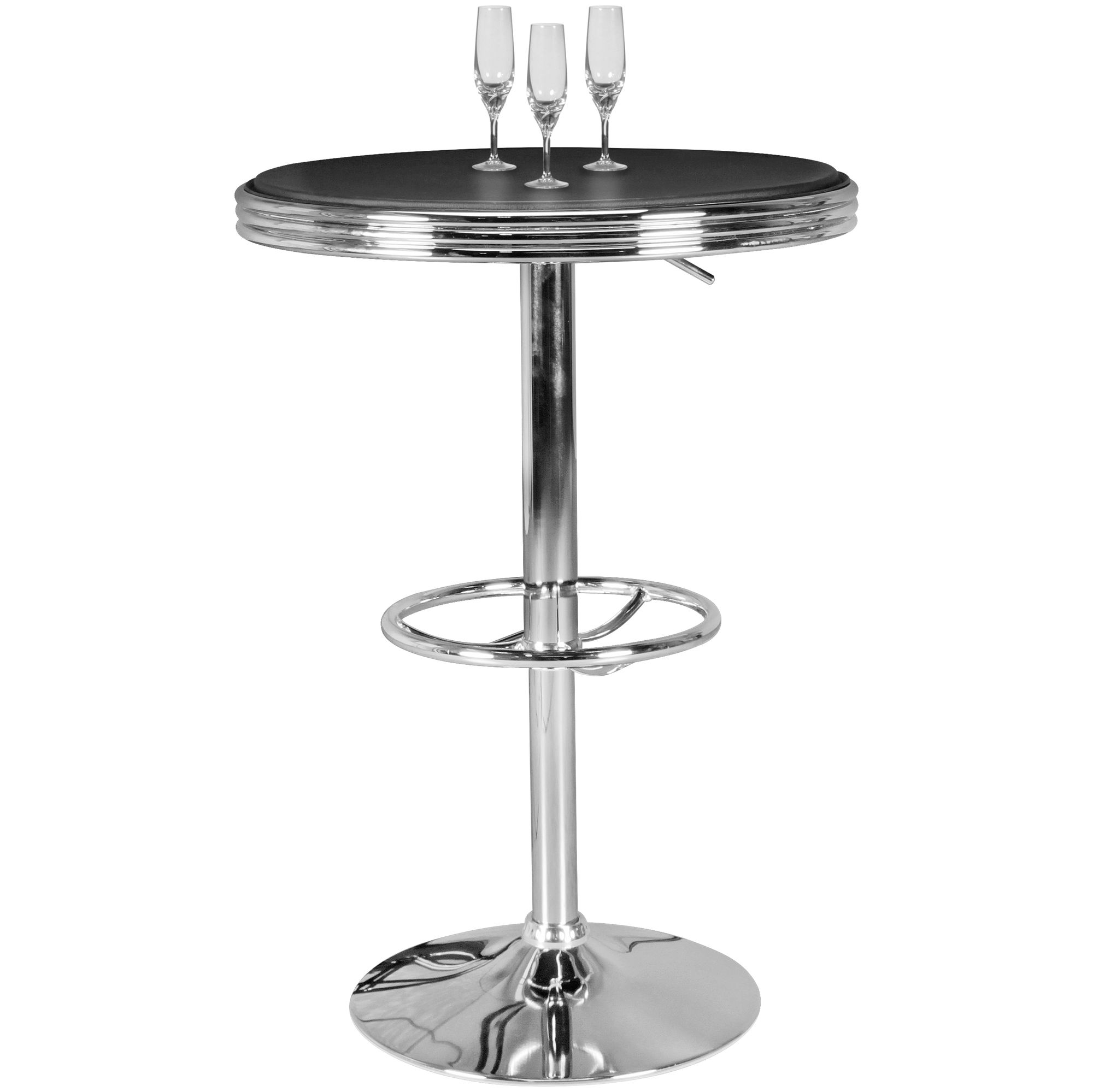 Bartisch Ø 60 cm American Diner Schwarz / Alu Design Bistrotisch Stehtisch rund – Ansicht 6