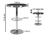 Bartisch Ø 60 cm American Diner Schwarz / Alu Design Bistrotisch Stehtisch rund – Ansicht 3
