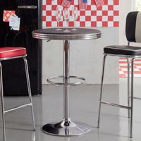 Bartisch Ø 60 cm American Diner Schwarz / Alu Design Bistrotisch Stehtisch rund – Ansicht 1