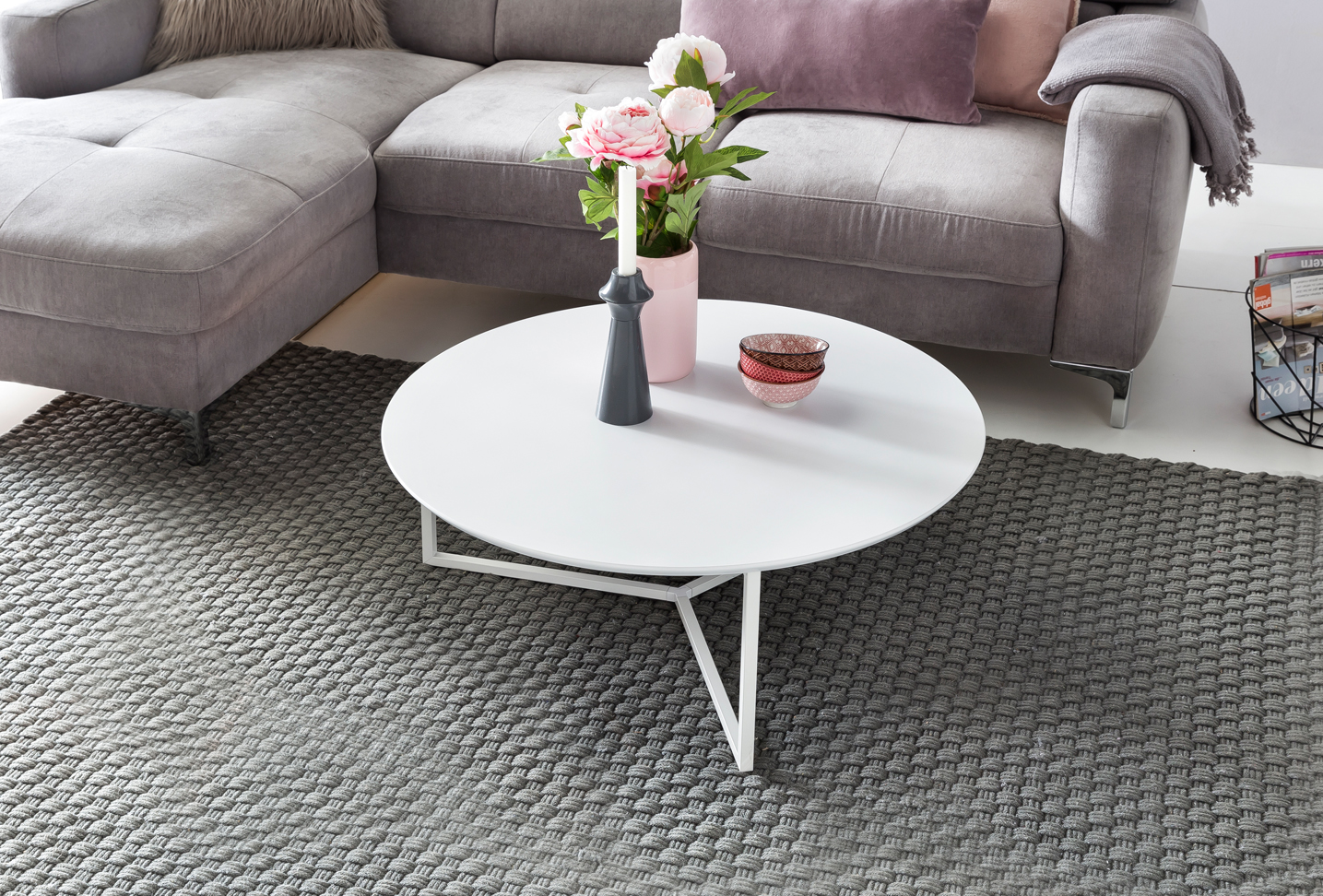 Couchtisch 80cm Rund Weiß Matt Design Wohnzimmertisch Sofa Beistell Tisch – Ansicht 4