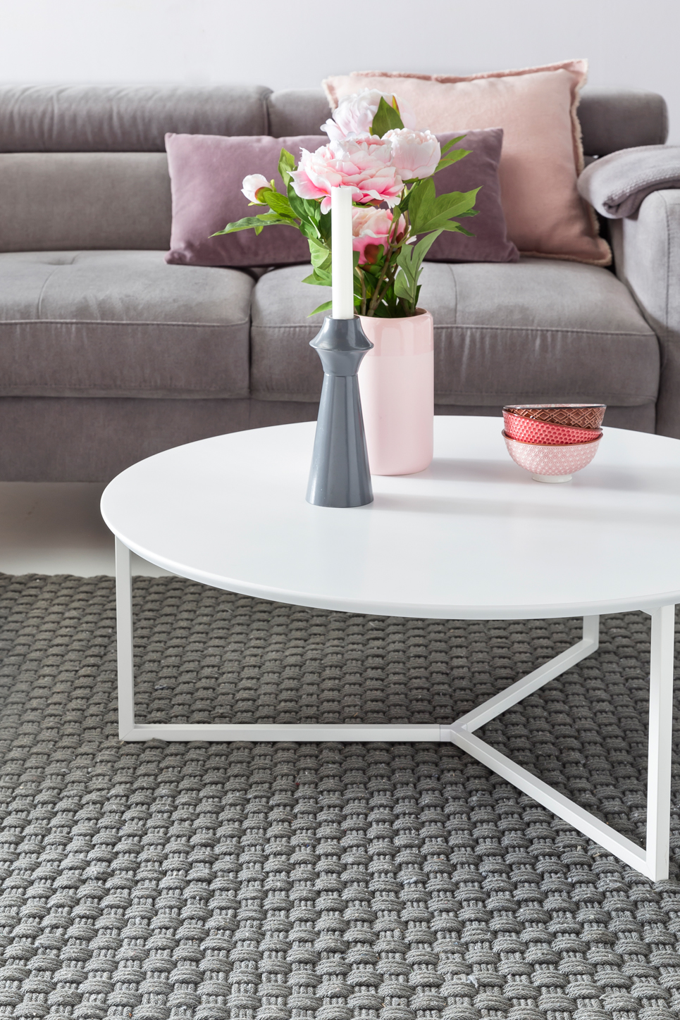 Couchtisch 80cm Rund Weiß Matt Design Wohnzimmertisch Sofa Beistell Tisch – Ansicht 5