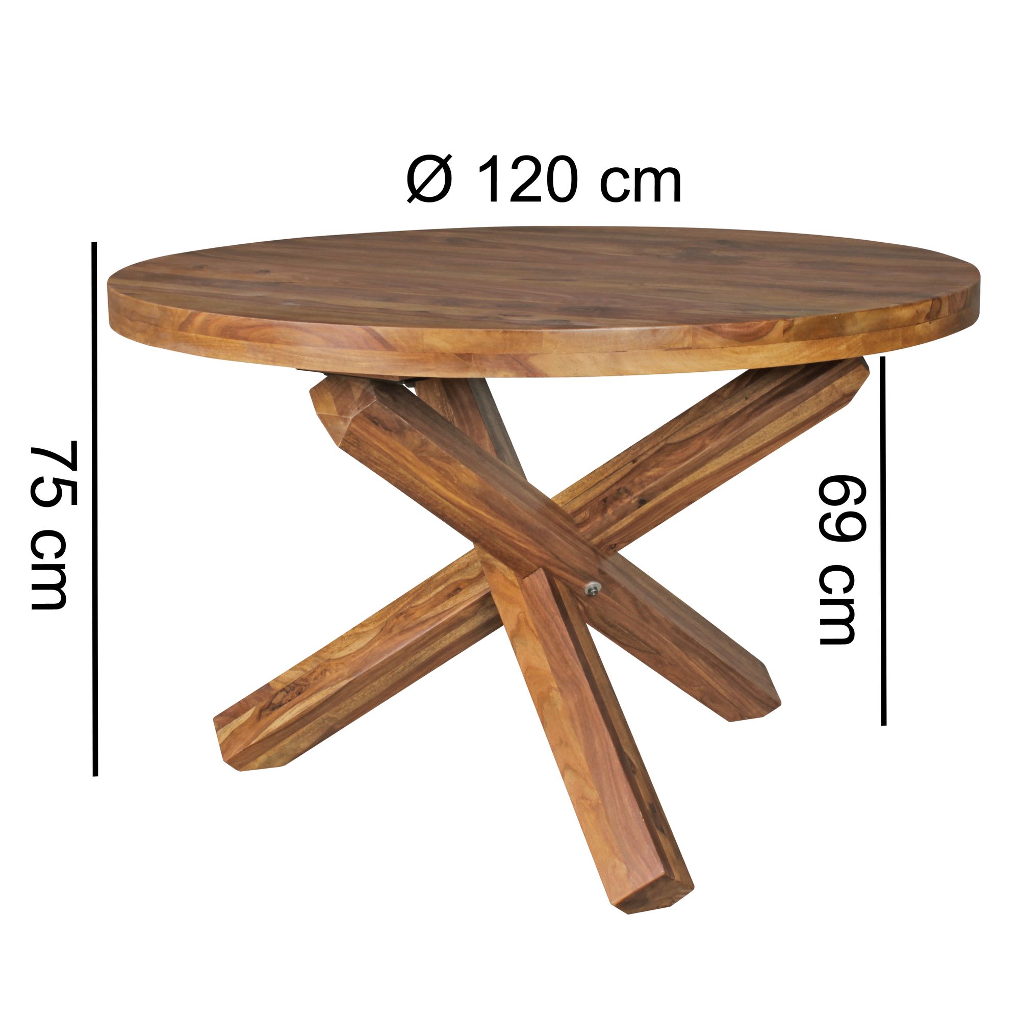 Esstisch rund Ø120cm Massivholz Design Esszimmertisch für 4 Personen Küchentisch – Ansicht 3