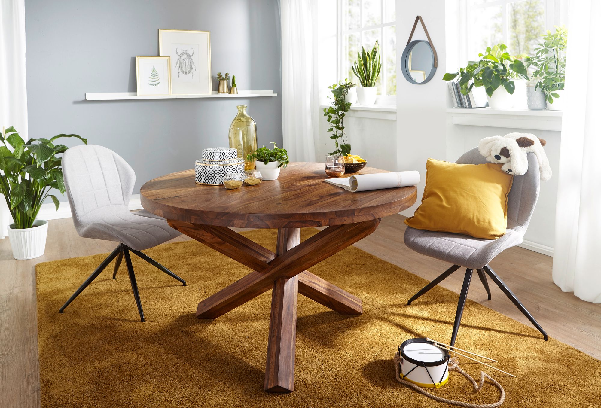 Esstisch rund Ø120cm Massivholz Design Esszimmertisch für 4 Personen Küchentisch – Ansicht 2