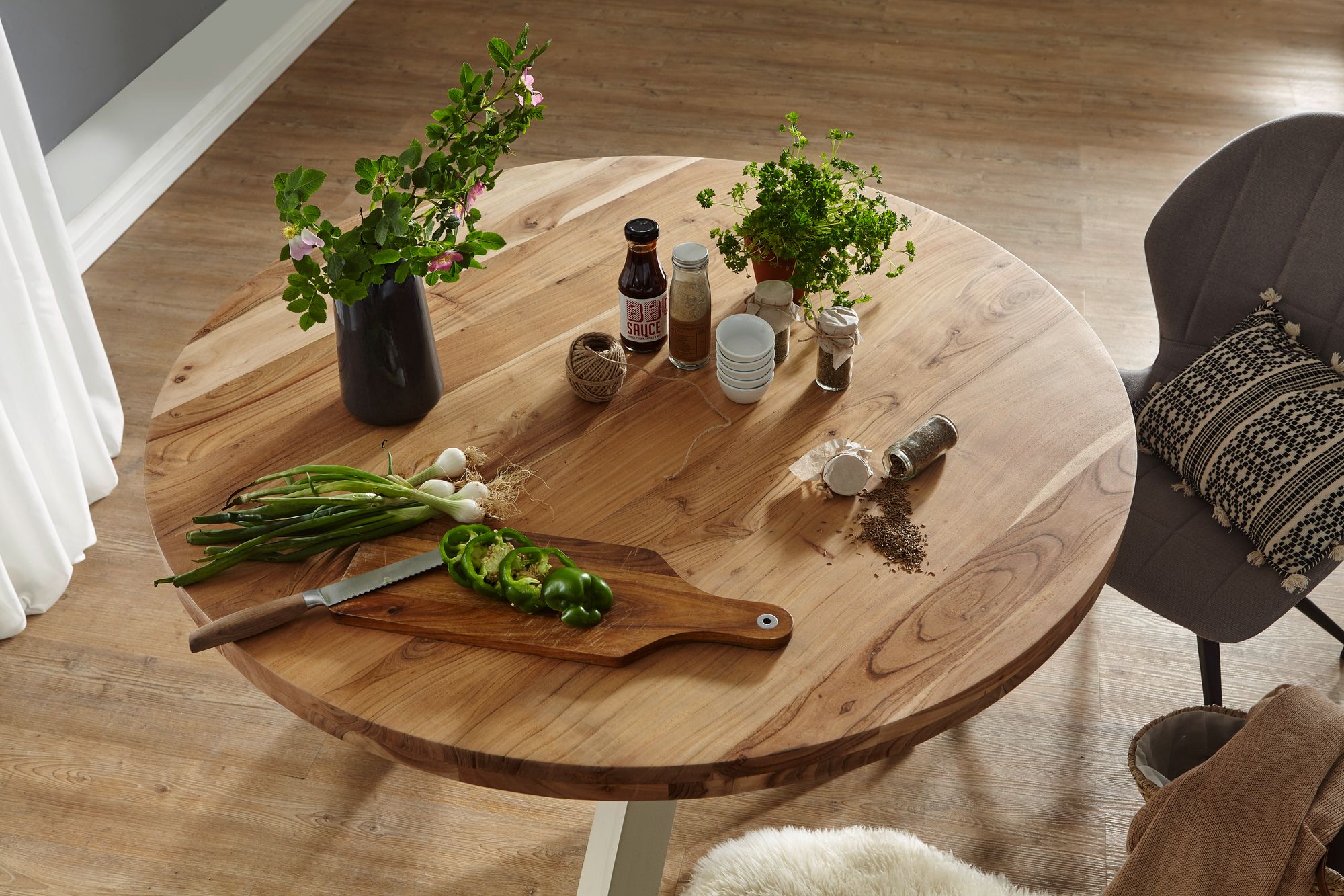 Esstisch rund Ø120cm Massivholz Design Esszimmertisch für 4 Personen Küchentisch – Ansicht 4