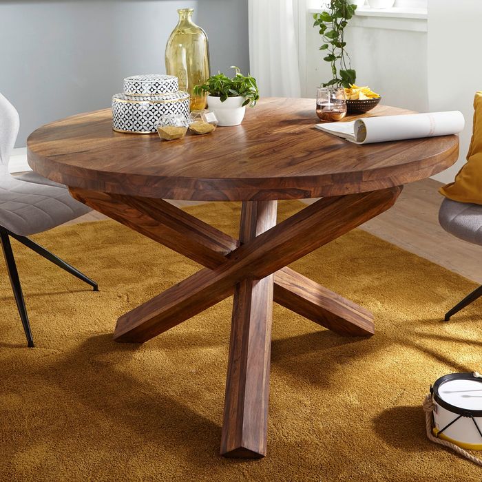 Esstisch rund Ø120cm Massivholz Design Esszimmertisch für 4 Personen Küchentisch