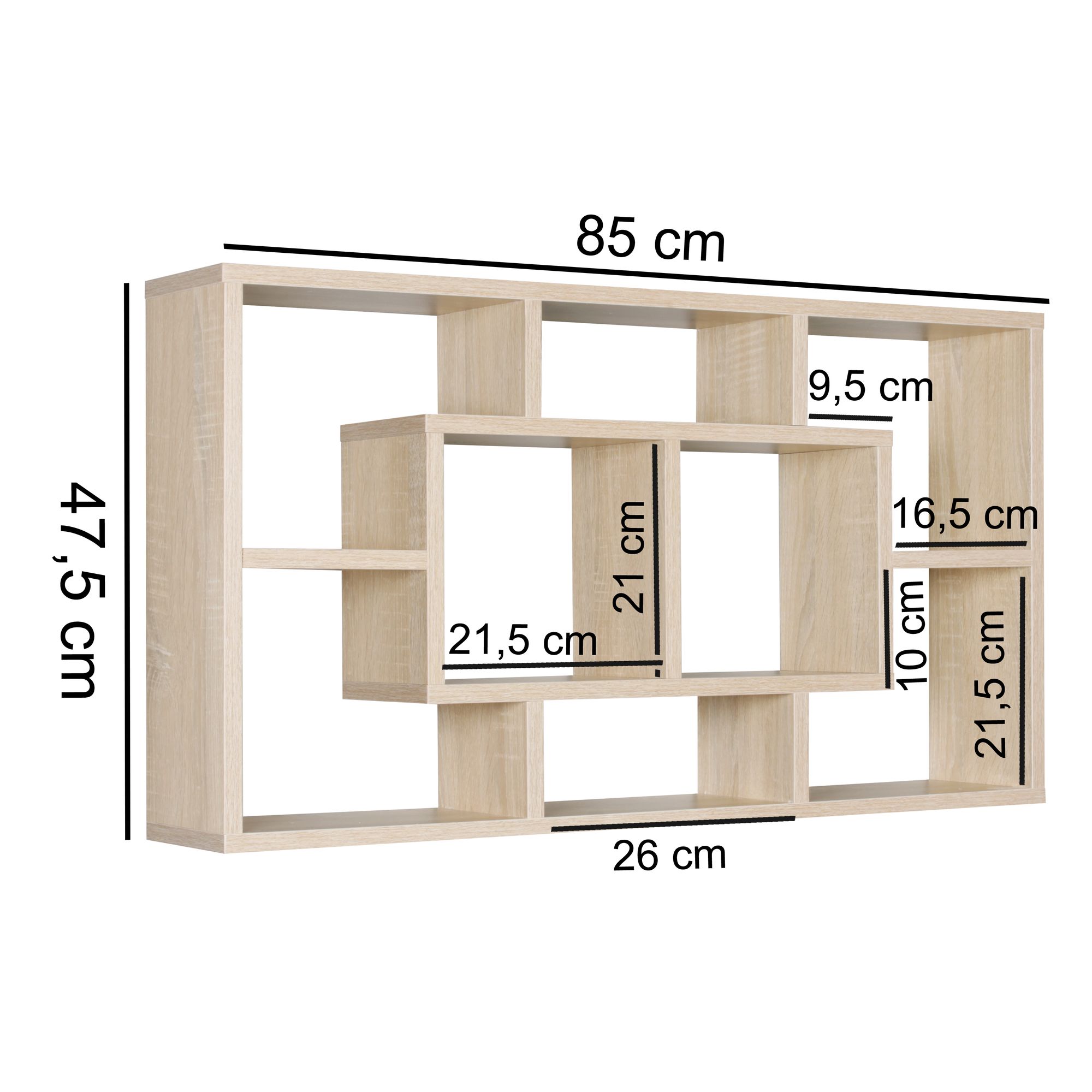 Wandregal PAOLA MDF-Holz Hängeregal Wandboard offen Holzregal Schweberegal eckig – Ansicht 3