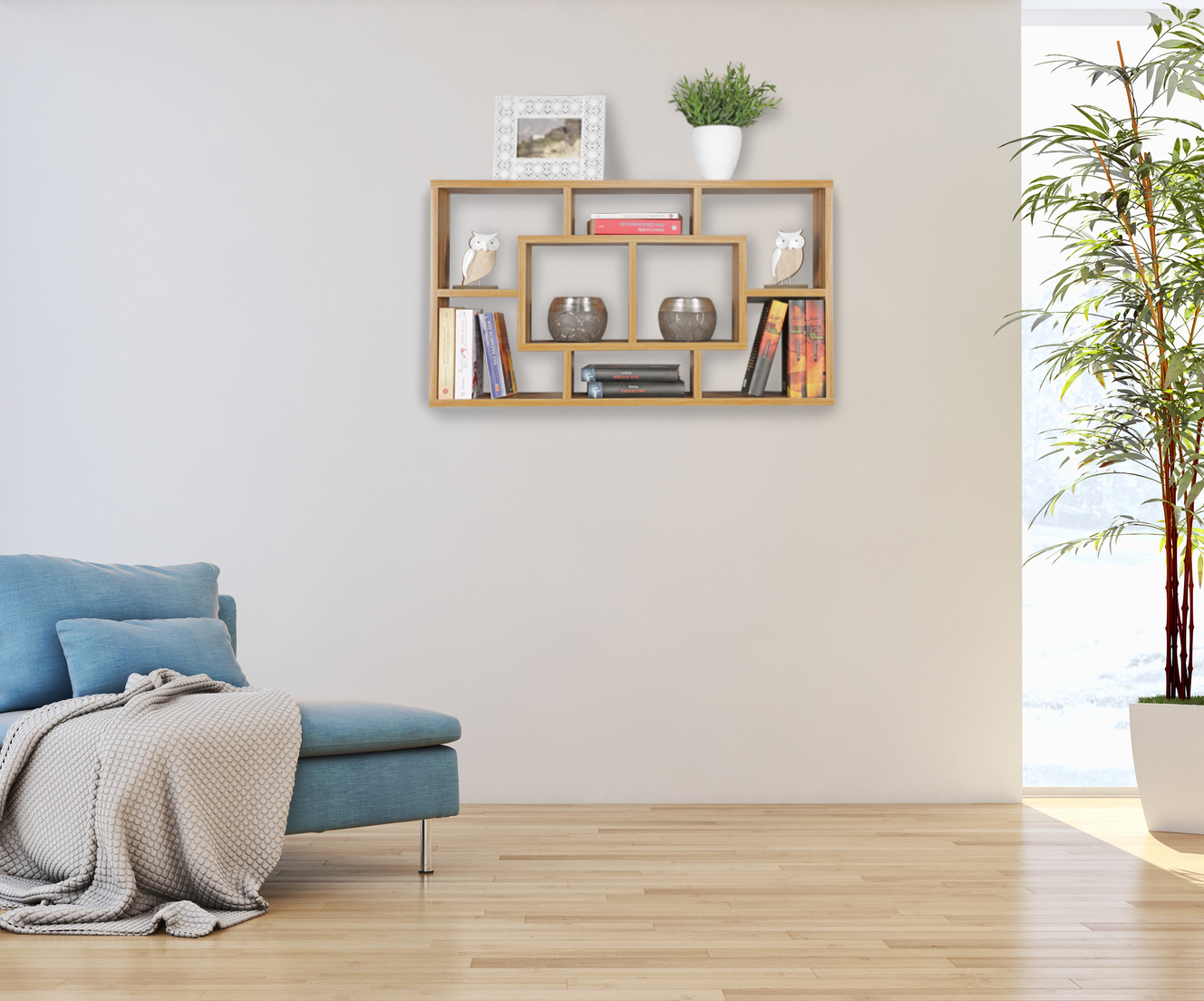 Wandregal PAOLA MDF-Holz Hängeregal Wandboard offen Holzregal Schweberegal eckig – Ansicht 1
