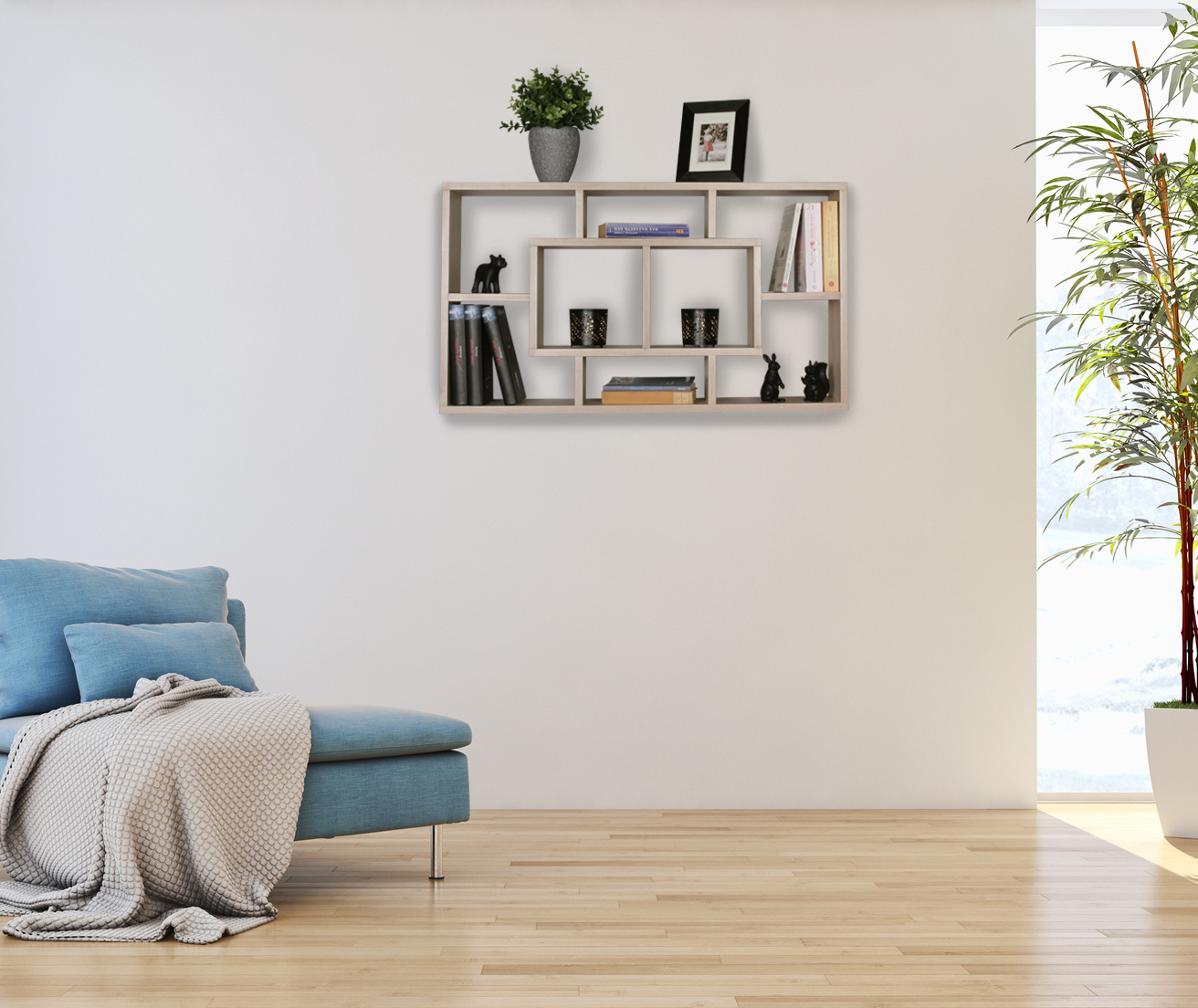 Wandregal PAOLA MDF-Holz Hängeregal Wandboard offen Holzregal Schweberegal eckig – Ansicht 1