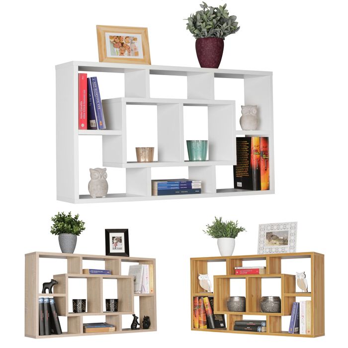 FineBuy Wandregal PAOLA 85 x 47,5 x 16 cm MDF-Holz Hängeregal modern, Design Wandboard freischwebend, Holzregal offen zum Hängen 11623