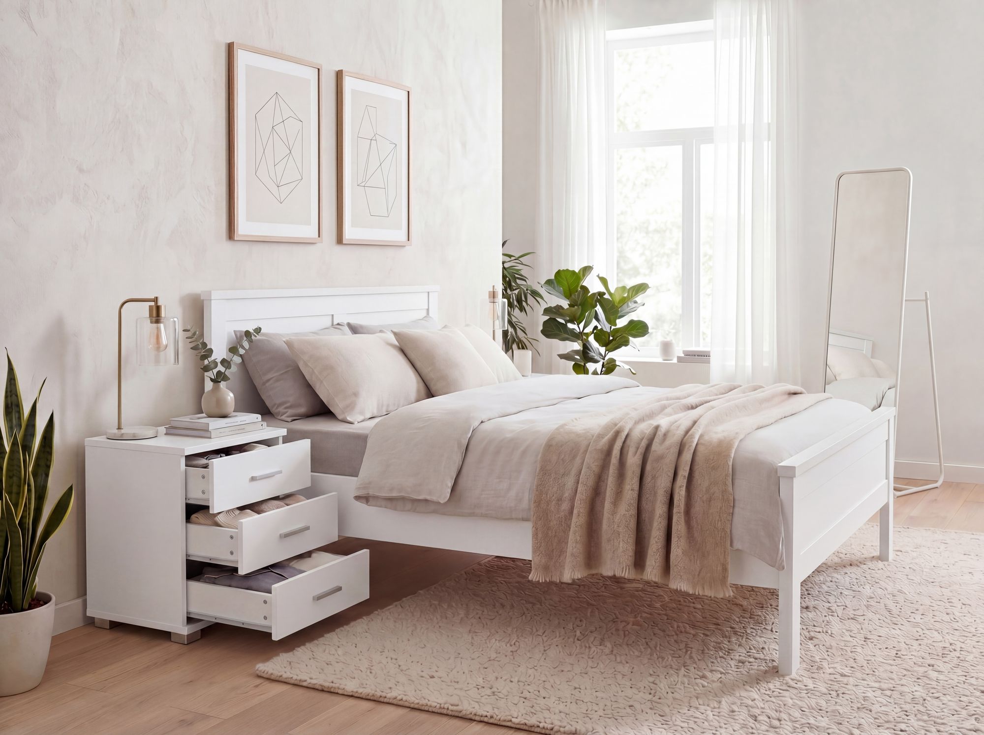 Nachtkonsole Nachtschrank Holz Nachtkästchen Schlafzimmer Design Nachttisch – Ansicht 5
