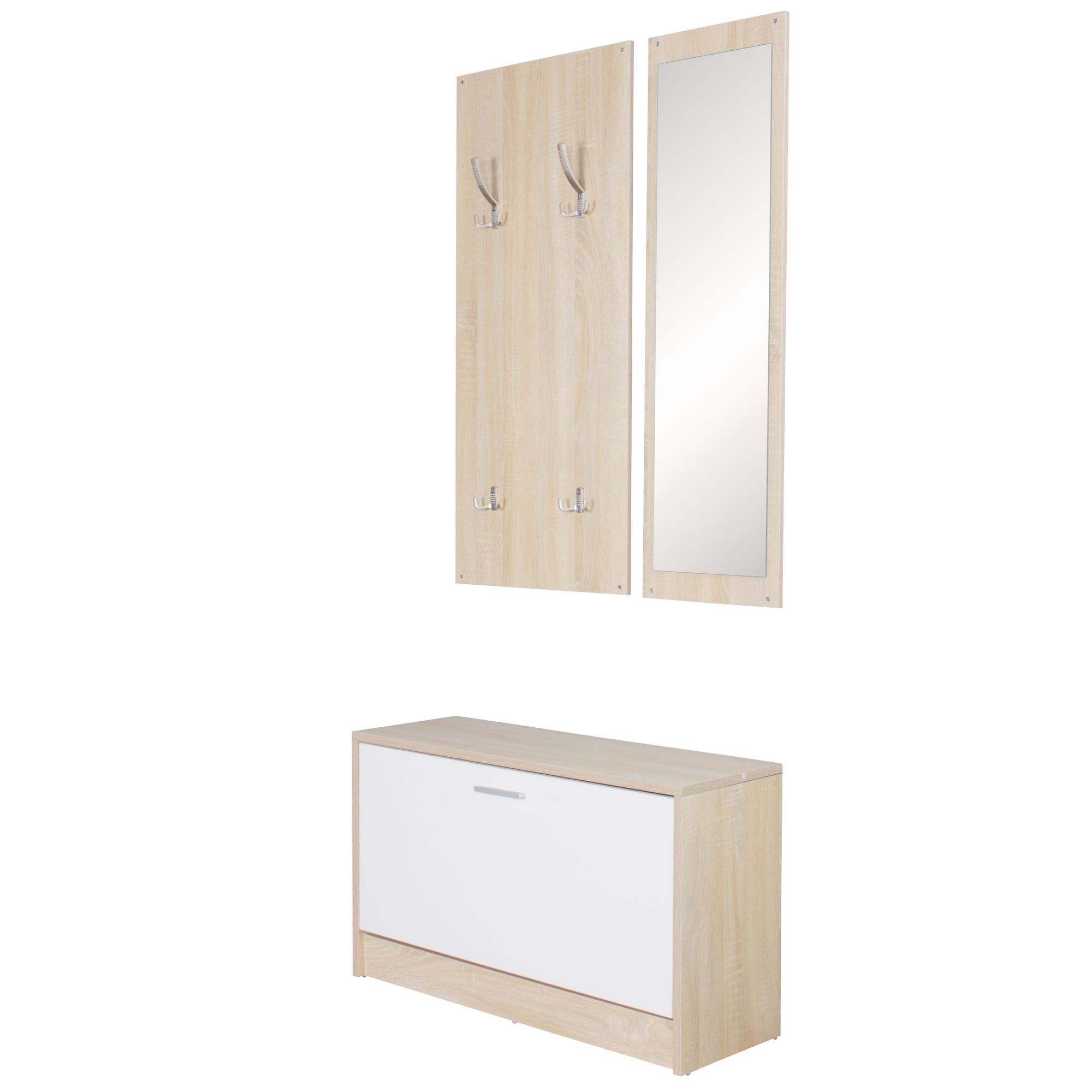 Garderobe Flurgarderobe Paneel Wandgarderobe Spiegel Komplett Set Kompakt Flur