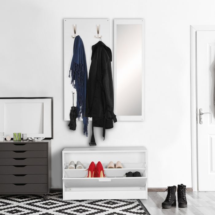 Garderobe Flurgarderobe Paneel Wandgarderobe Spiegel Komplett Set Kompakt Flur