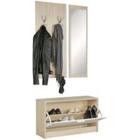 Garderobe Flurgarderobe Paneel Wandgarderobe Spiegel Komplett Set Kompakt Flur – Ansicht 5