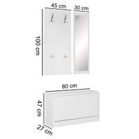 Garderobe Flurgarderobe Paneel Wandgarderobe Spiegel Komplett Set Kompakt Flur – Ansicht 2