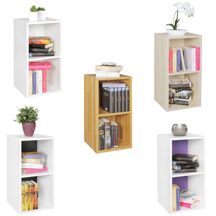 FineBuy Standregal Holz 30x60x30 cm Modern Regal Klein, Wandregal Ablageregal Schmal, Kleines Bücherregal 2 Ablagefächer, Schmales Design Holzregal Nischenregal 11743