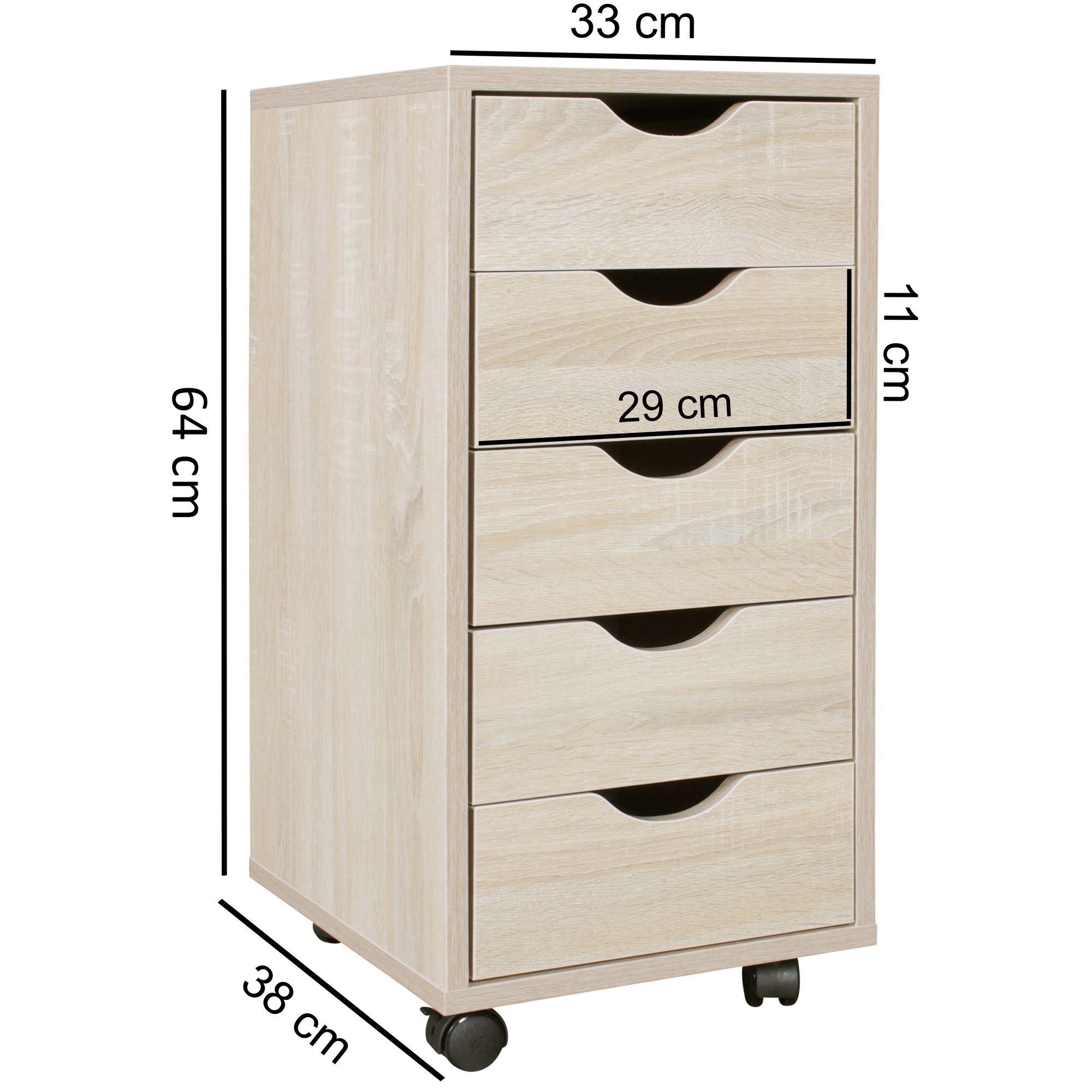 Rollcontainer 5 Schubladen Kinder Standcontainer Bürocontainer Schreibtisch – Ansicht 3