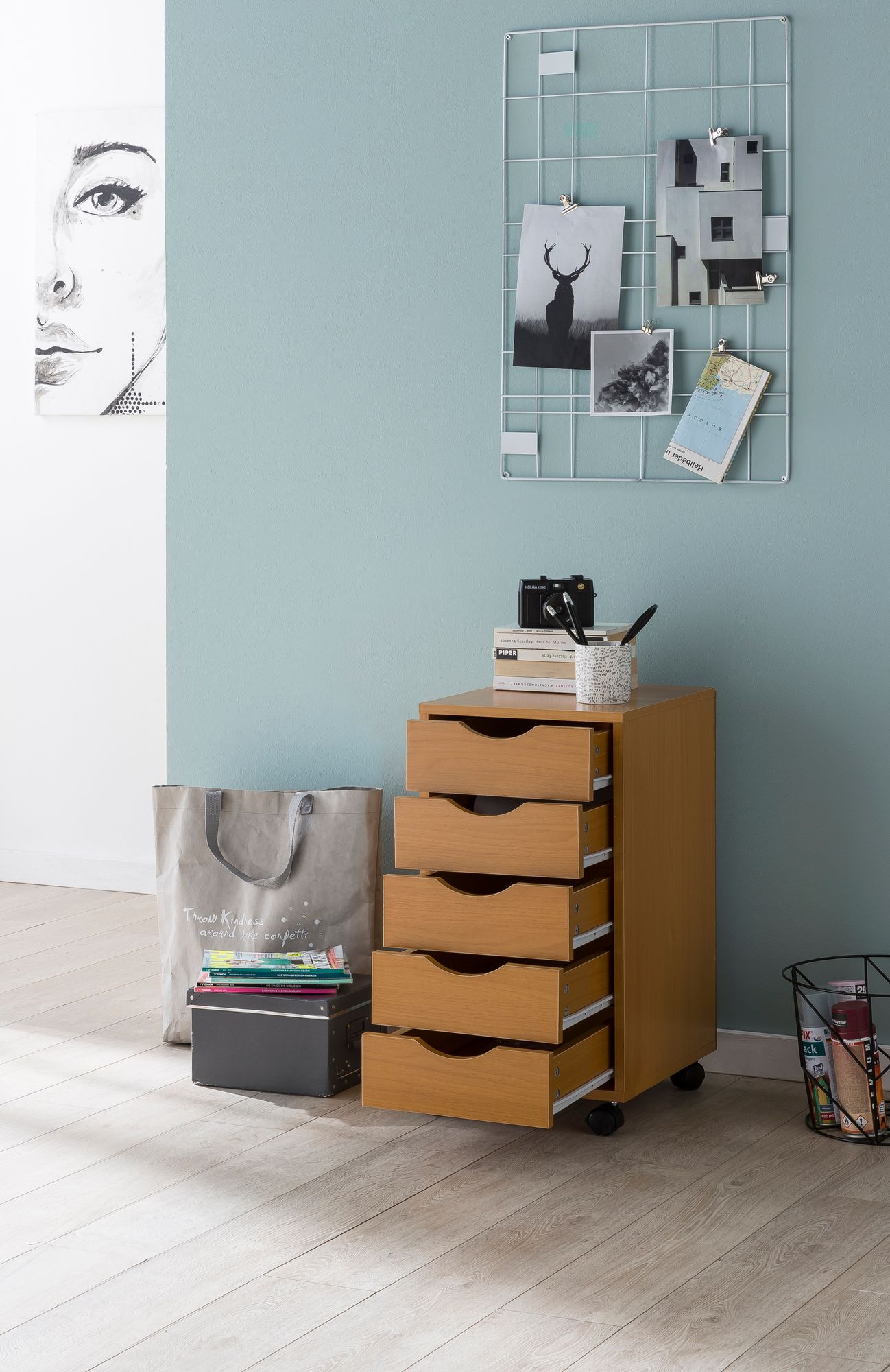 Rollcontainer 5 Schubladen Kinder Standcontainer Bürocontainer Schreibtisch – Ansicht 4