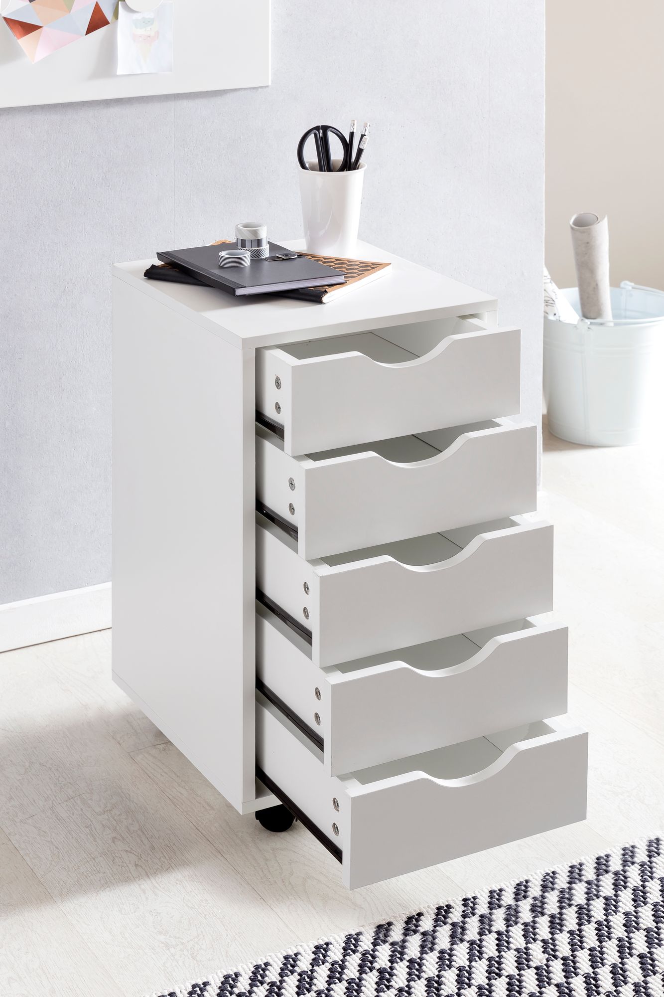 Rollcontainer 5 Schubladen Kinder Standcontainer Bürocontainer Schreibtisch – Ansicht 5