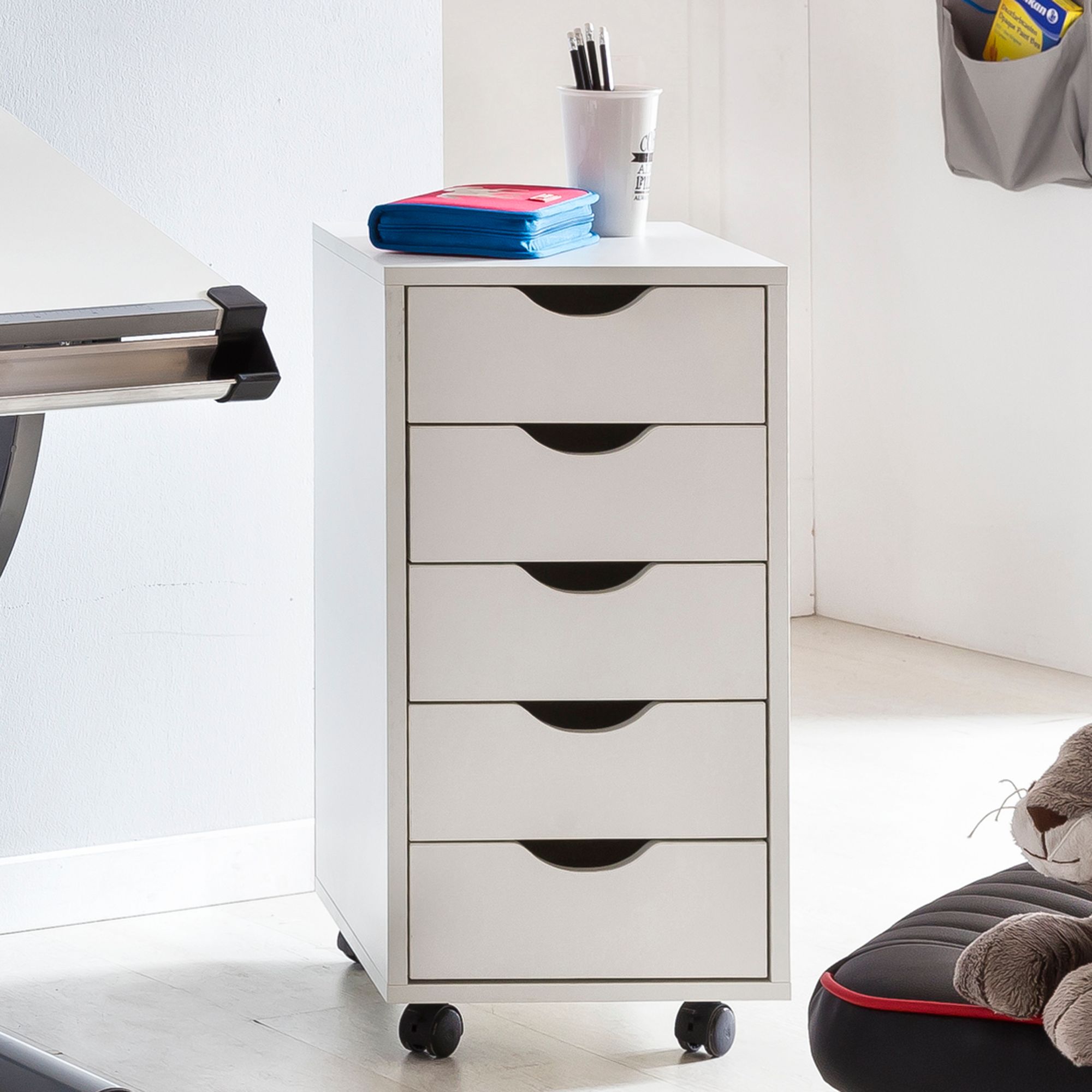 Rollcontainer 5 Schubladen Kinder Standcontainer Bürocontainer Schreibtisch – Ansicht 1