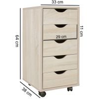 Rollcontainer 5 Schubladen Kinder Standcontainer Bürocontainer Schreibtisch – Ansicht 3