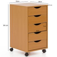 Rollcontainer 5 Schubladen Kinder Standcontainer Bürocontainer Schreibtisch – Ansicht 3