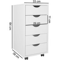 Rollcontainer 5 Schubladen Kinder Standcontainer Bürocontainer Schreibtisch – Ansicht 3
