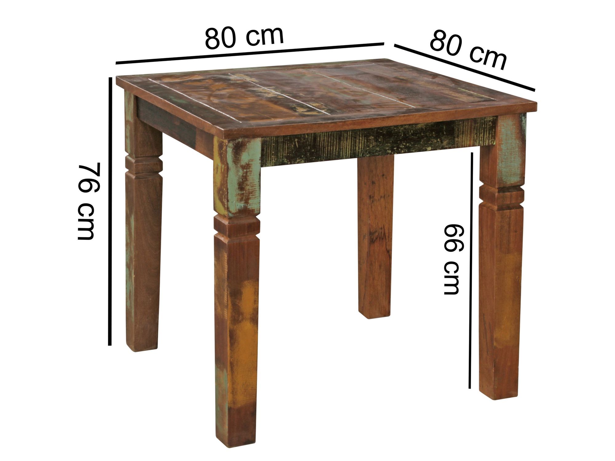 Esstisch quadratisch 80cm Massivholz Shabby Tisch Esszimmertisch Küchentisch – Ansicht 3