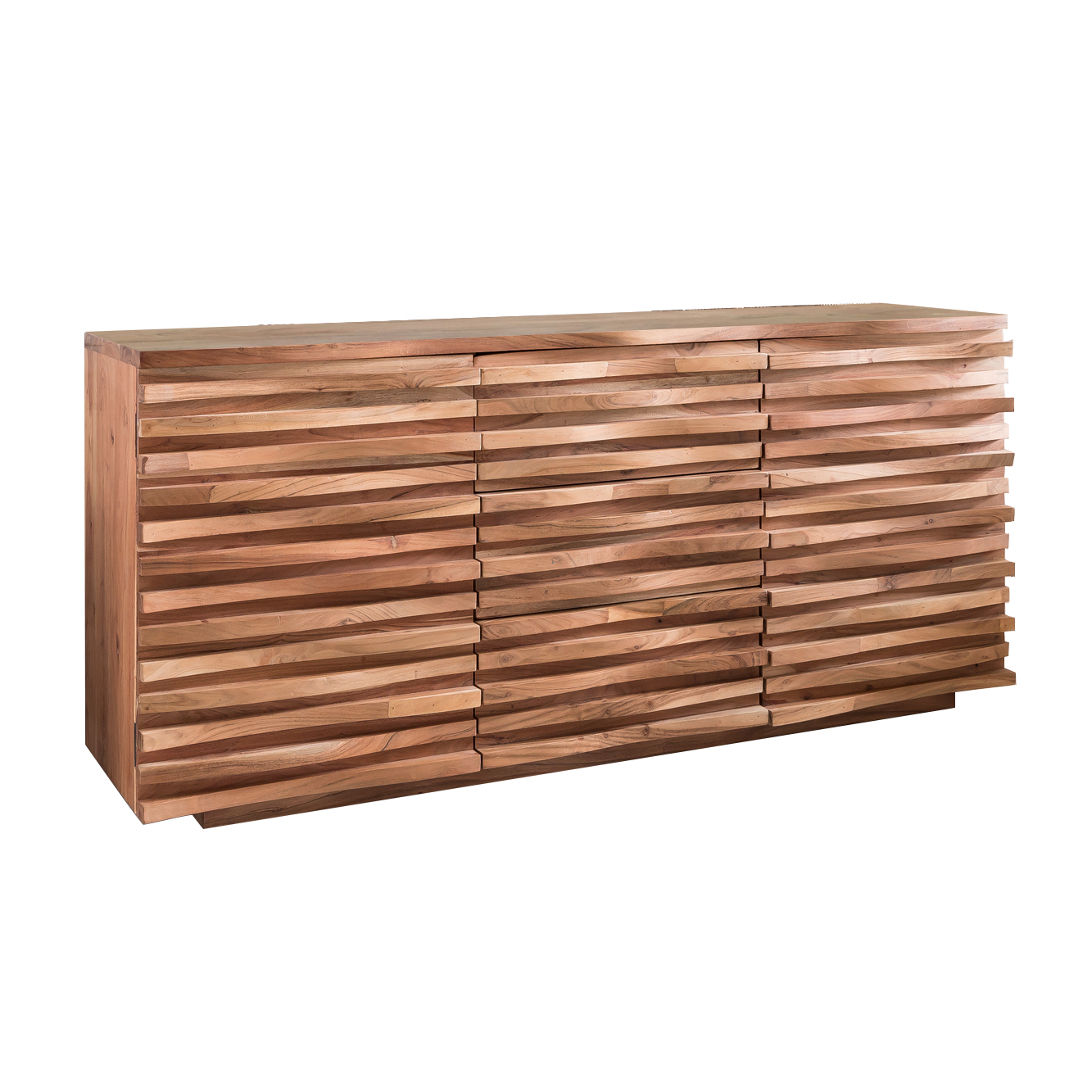 Massivholz Sideboard 160 Akazie Natur Kommode mit 2 Türen & 3 Schubladen Design Front – Ansicht 6