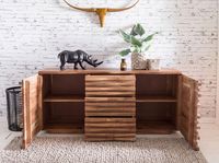 Massivholz Sideboard 160 Akazie Natur Kommode mit 2 Türen & 3 Schubladen Design Front – Ansicht 2