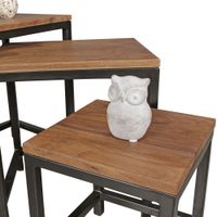 3er Set Beistelltisch Sheesham Satztisch Massivholz Couchtisch Metallbeine – Ansicht 7