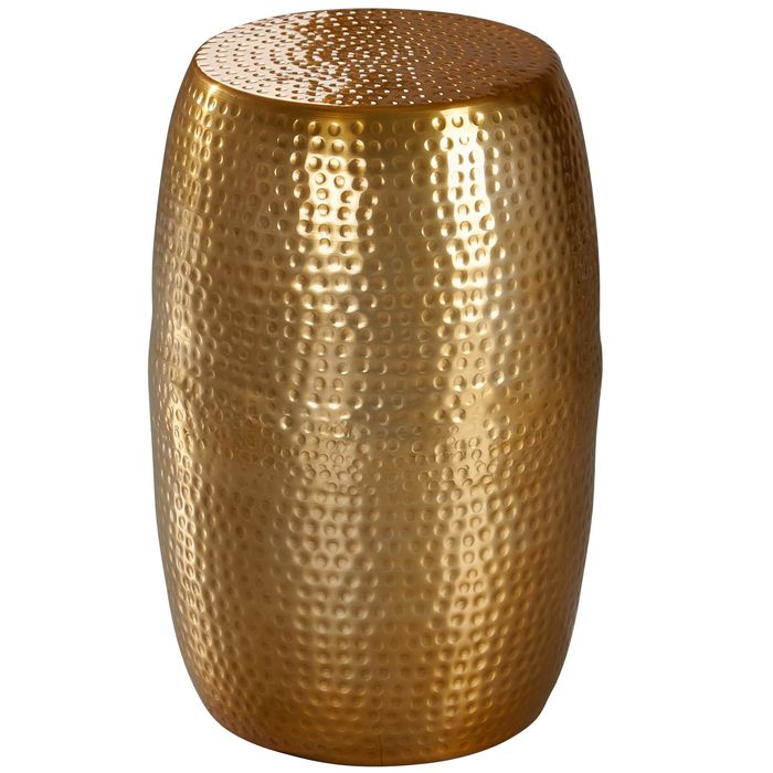 WOHNLING Beistelltisch 30x49,5x30cm Aluminium Gold Dekotisch orientalisch rund | Kleiner Hammerschlag Abstelltisch | Designer Ablagetisch Metall modern | Anstelltisch schmal 4250950272354