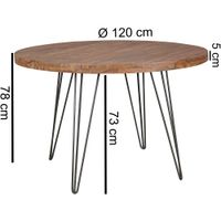 Esszimmertisch Rund Ø 120 cm Massivholz Sheesham Esstisch Küchentisch Landhaus – Ansicht 3