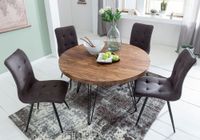 Esszimmertisch Rund Ø 120 cm Massivholz Sheesham Esstisch Küchentisch Landhaus – Ansicht 4