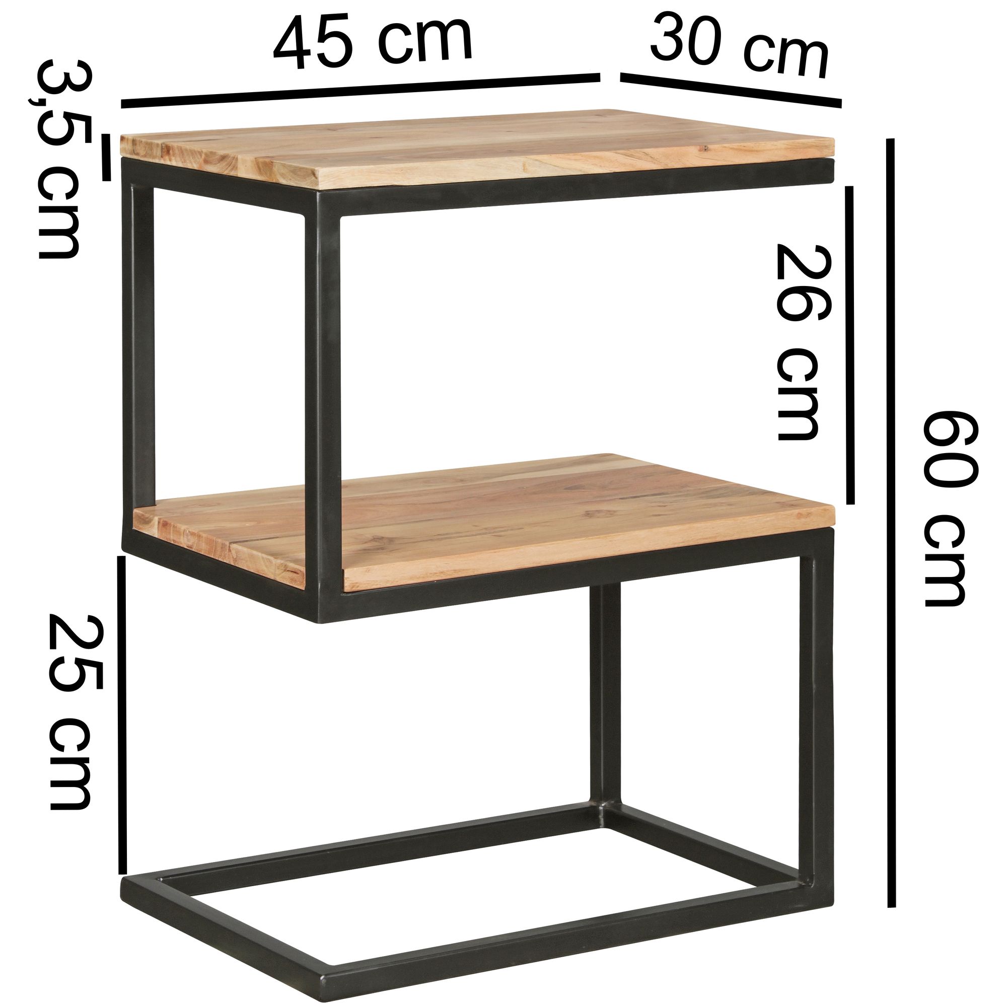 Beistelltisch S-Form Massivholz Metall Wohnzimmertisch Anstelltisch Landhaus – Ansicht 3