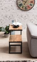 Beistelltisch S-Form Massivholz Metall Wohnzimmertisch Anstelltisch Landhaus – Ansicht 4