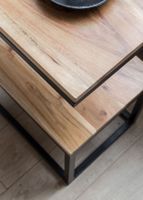 Beistelltisch S-Form Massivholz Metall Wohnzimmertisch Anstelltisch Landhaus – Ansicht 5