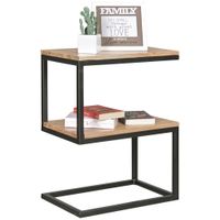 Beistelltisch S-Form Massivholz Metall Wohnzimmertisch Anstelltisch Landhaus – Ansicht 6