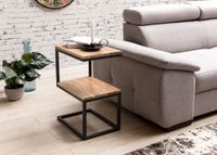 Beistelltisch S-Form Massivholz Metall Wohnzimmertisch Anstelltisch Landhaus – Ansicht 2