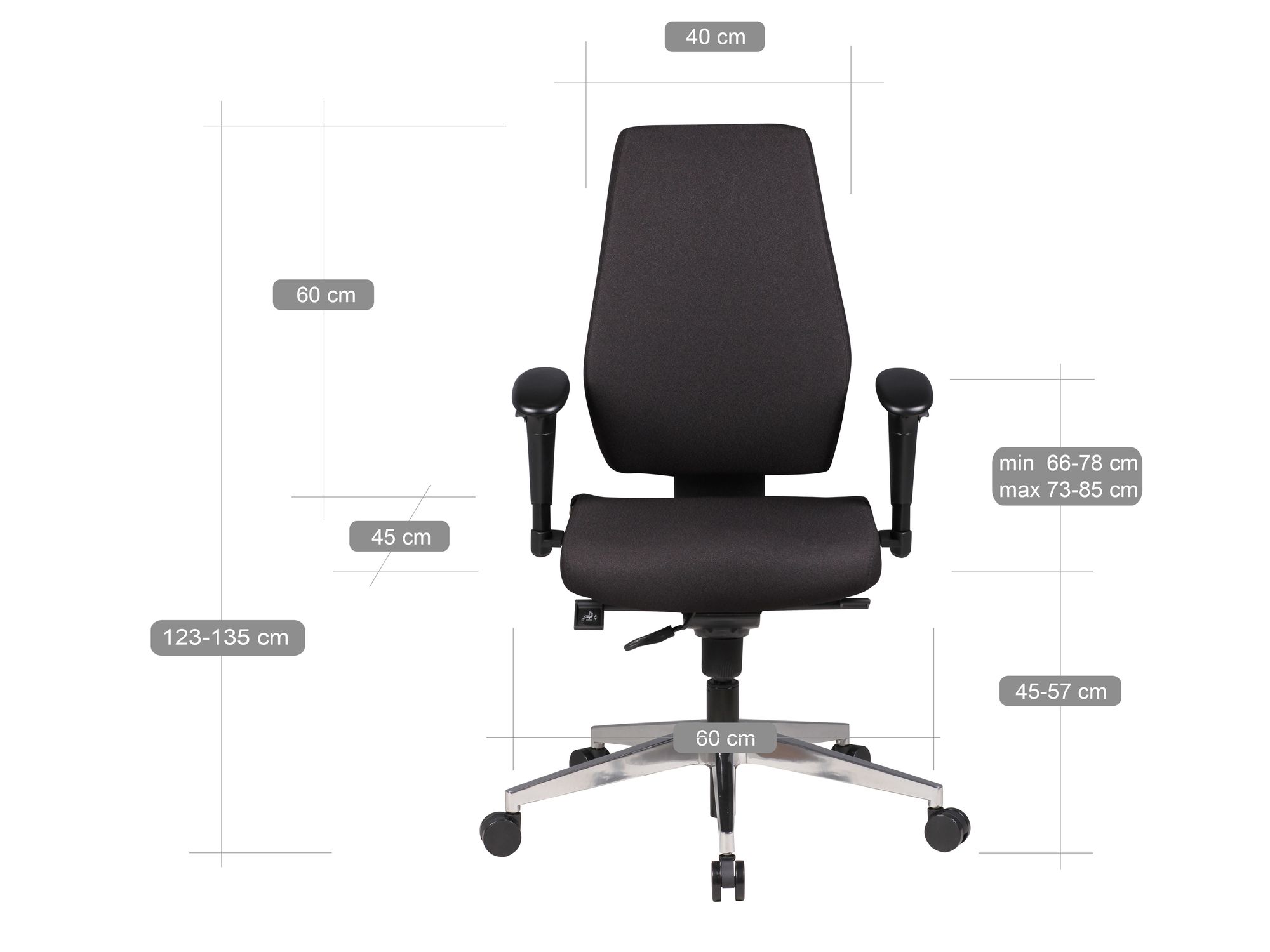 Bürostuhl DARIUS Schreibtischstuhl Stoffbezug Drehstuhl Drehsessel ergonomisch – Ansicht 3
