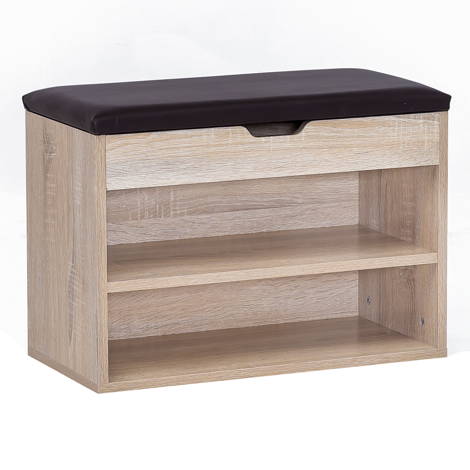 Schuhregal mit Klappdeckel und gepolstertem Sitz 60x30x40 cm Schuhbank Flurbank Garderobenbank – Ansicht 6