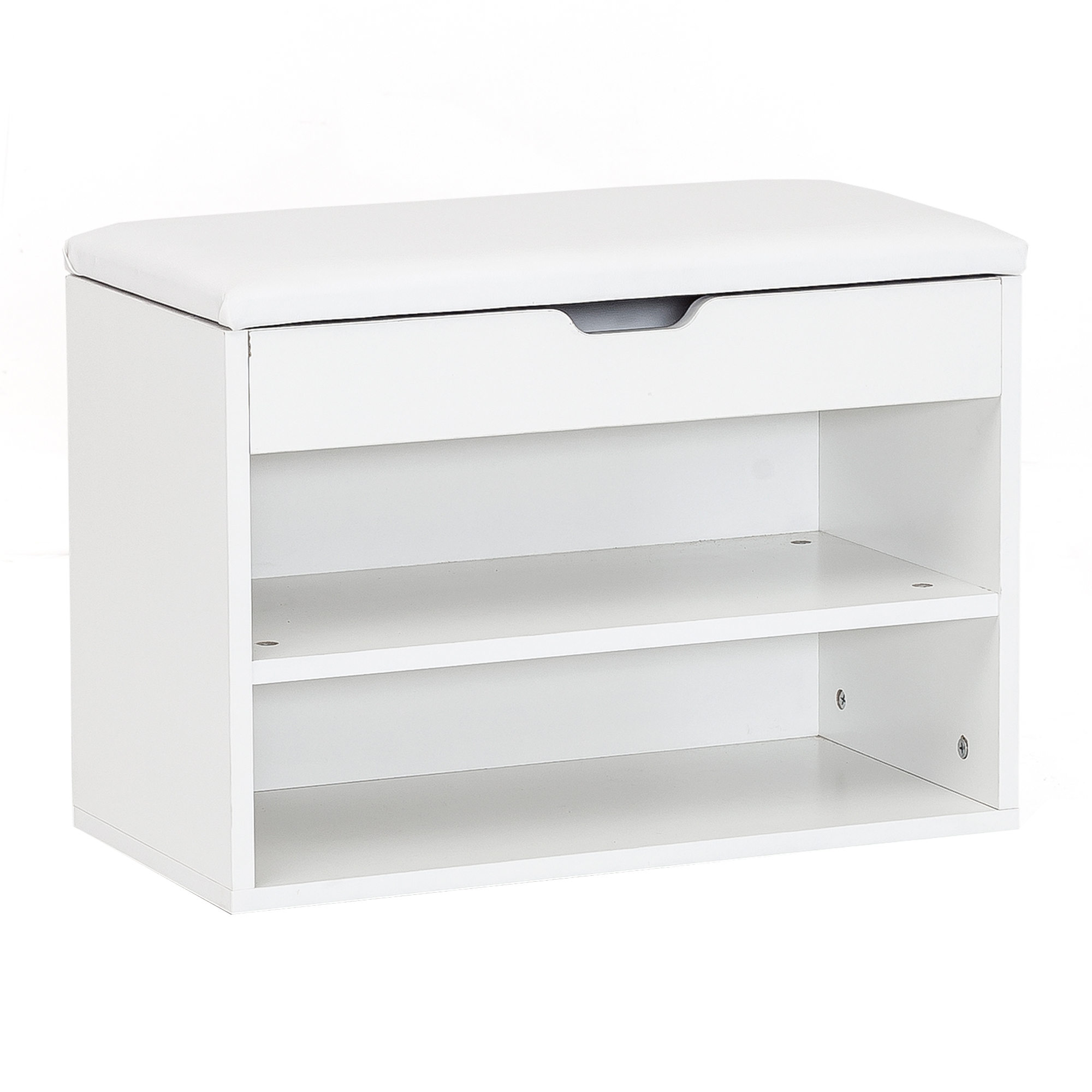 FineBuy Schuhbank mit Sitzfläche Garderoben-Bank Holz 60 x 40 x 30 cm, Holzbank klein gepolstert, Sitzbank schmal Flur mit Stauraum, Truhenbank Schuhtruhe Flurmöbel