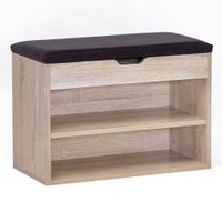 Schuhregal mit Klappdeckel und gepolstertem Sitz 60x30x40 cm Schuhbank Flurbank Garderobenbank – Ansicht 6