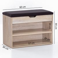 Schuhregal mit Klappdeckel und gepolstertem Sitz 60x30x40 cm Schuhbank Flurbank Garderobenbank – Ansicht 3