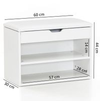 Schuhregal mit Klappdeckel und gepolstertem Sitz 60x30x40 cm Schuhbank Flurbank Garderobenbank – Ansicht 3