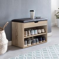 Schuhregal mit Klappdeckel und gepolstertem Sitz 60x30x40 cm Schuhbank Flurbank Garderobenbank – Ansicht 1