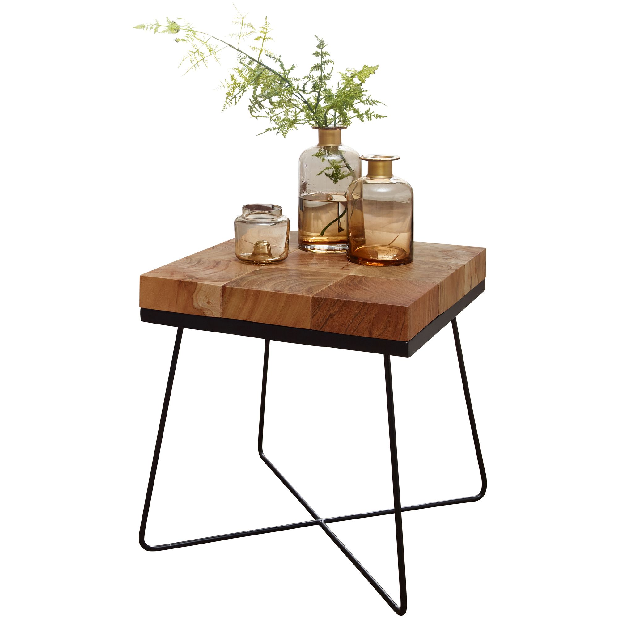 Beistelltisch Akazie 45x45cm Massivholz Telefontisch Couchtisch Tisch Wohnzimmer – Ansicht 6
