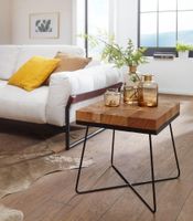 Beistelltisch Akazie 45x45cm Massivholz Telefontisch Couchtisch Tisch Wohnzimmer – Ansicht 2