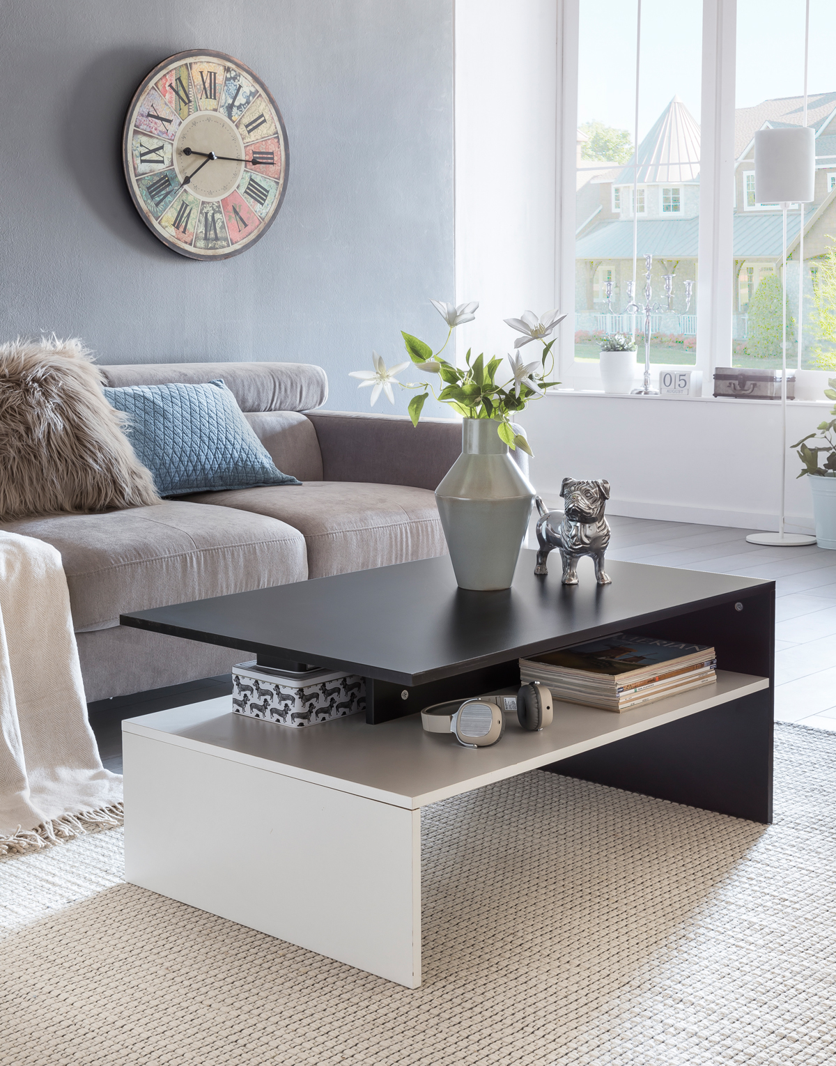 FineBuy Wohnzimmertisch Couchtisch Sofatisch Loungetisch mit Ablage 90 x 60 cm – Ansicht 2