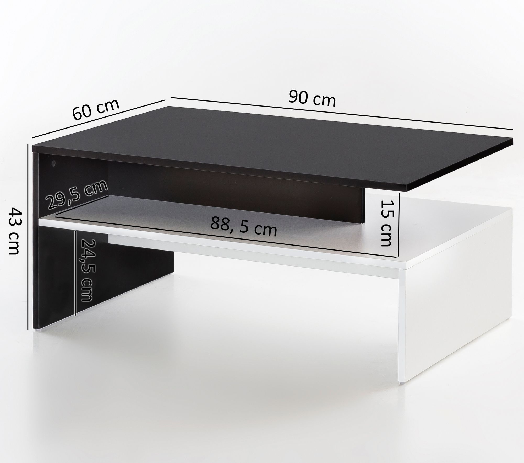 FineBuy Wohnzimmertisch Couchtisch Sofatisch Loungetisch mit Ablage 90 x 60 cm – Ansicht 3