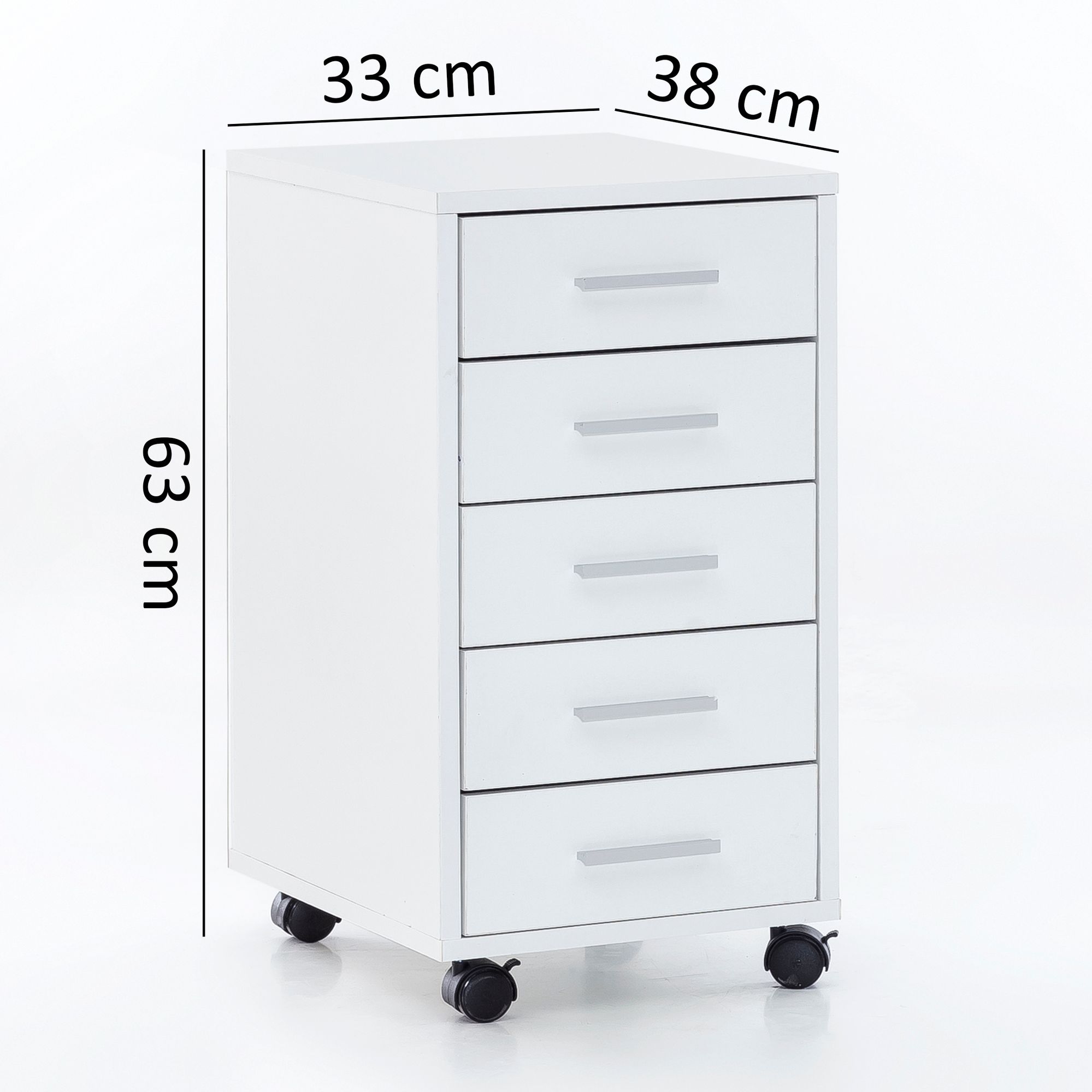 Rollcontainer Holz Rollen Standcontainer 33x63x38cm Schreibtischcontainer – Ansicht 3